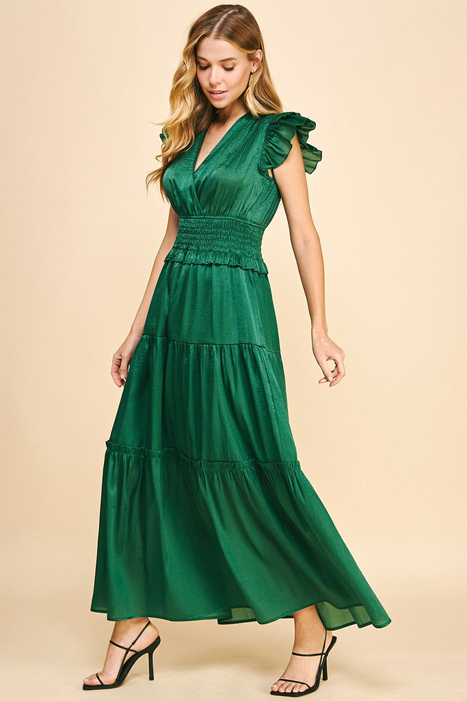 Satin Tier Maxi Dress