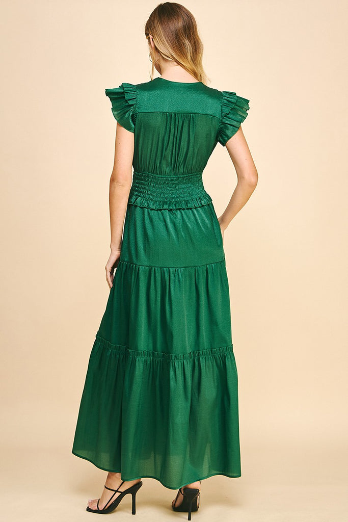 Satin Tier Maxi Dress