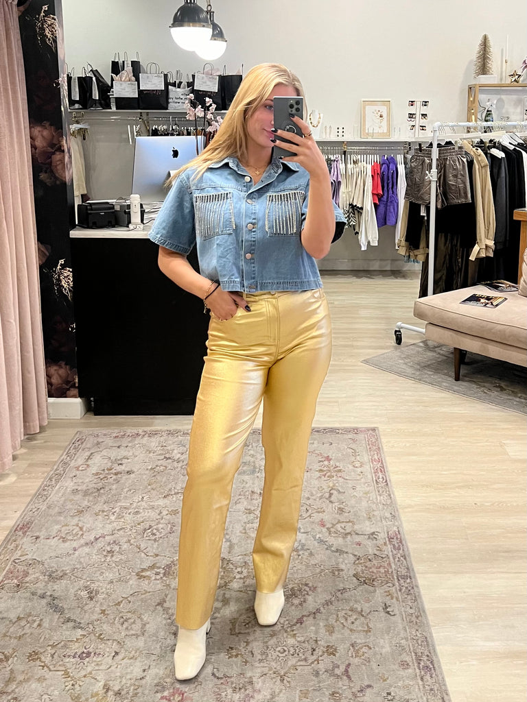 Gold Flare Pants
