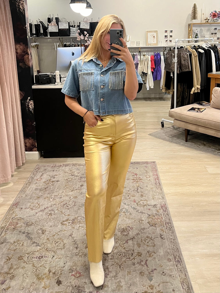 Gold Flare Pants