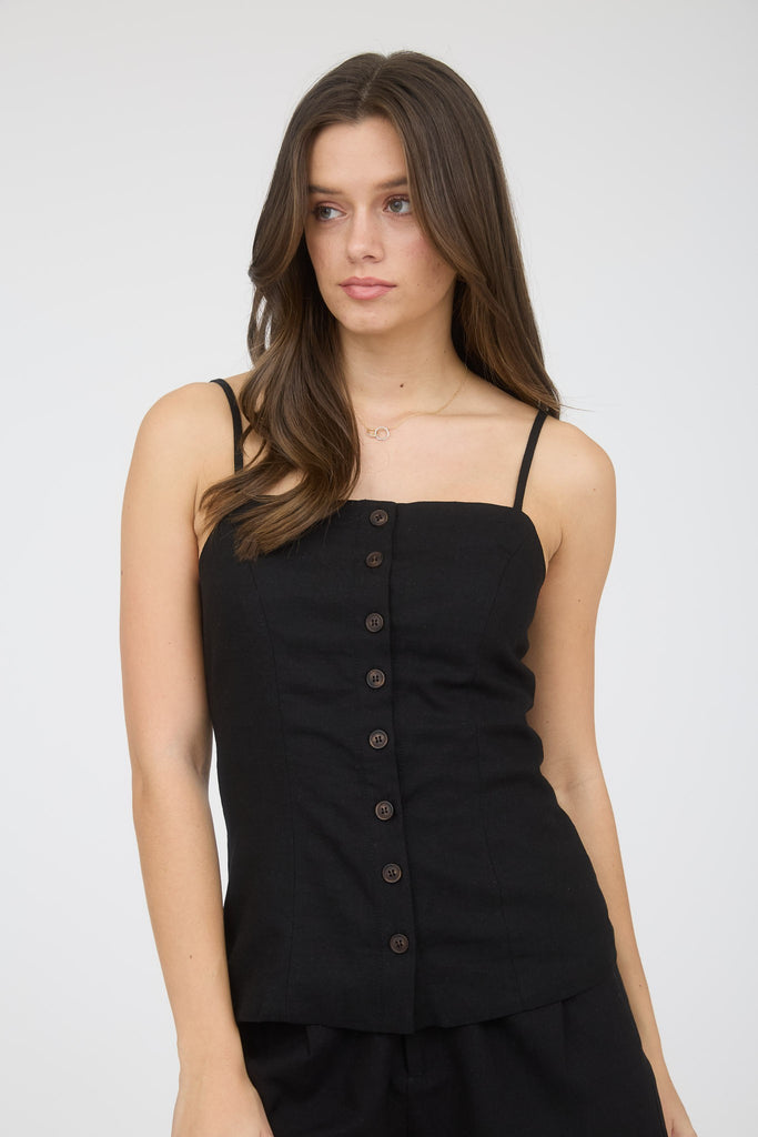 Blk Linen Top