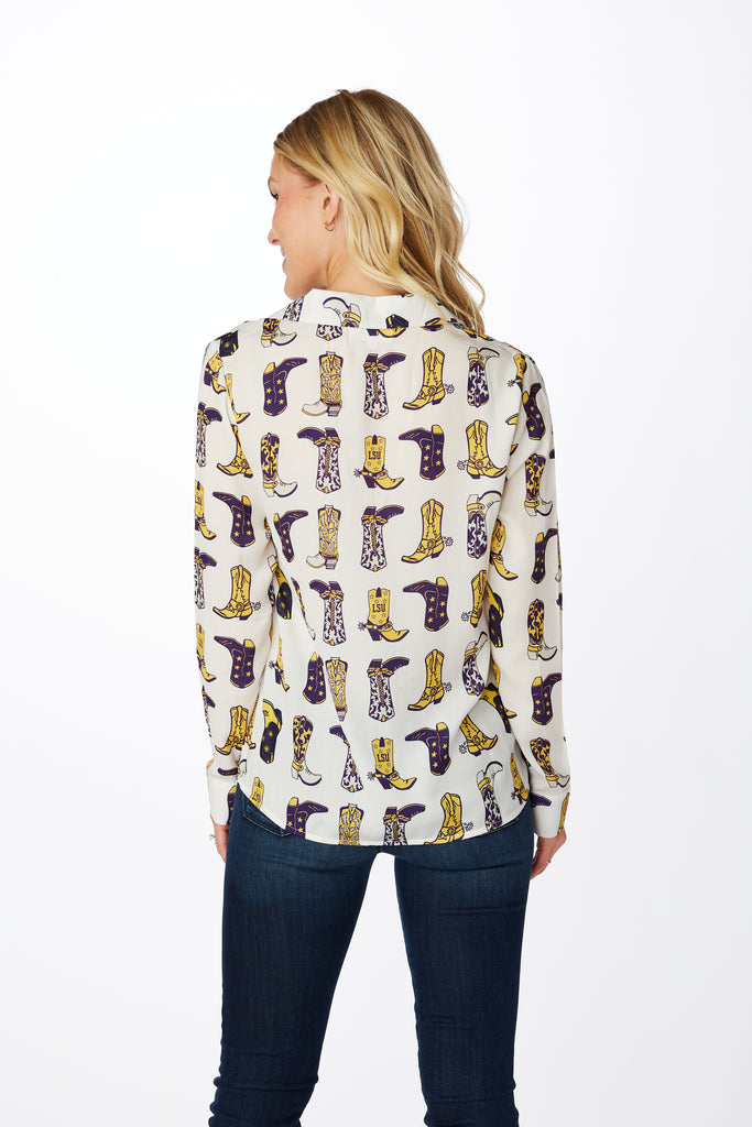 LSU Boot Button Up
